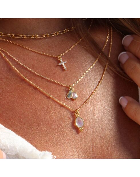 Collier en laiton Gaïa doré/pierre de lune