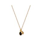 Goldene Halskette Gaïa aus Messing/schwarzer Onyx
