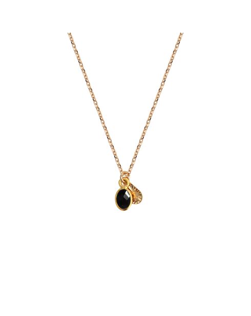 Collier en laiton Gaïa doré/onyx noire