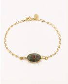 Mini Deva armband van goud/labradorietsteen in messing