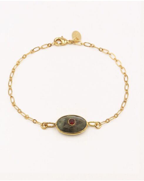 Mini Deva Messingarmband aus Gold/Labradorit