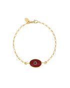 Mini Deva koperen armband goud/robijnkwartssteen