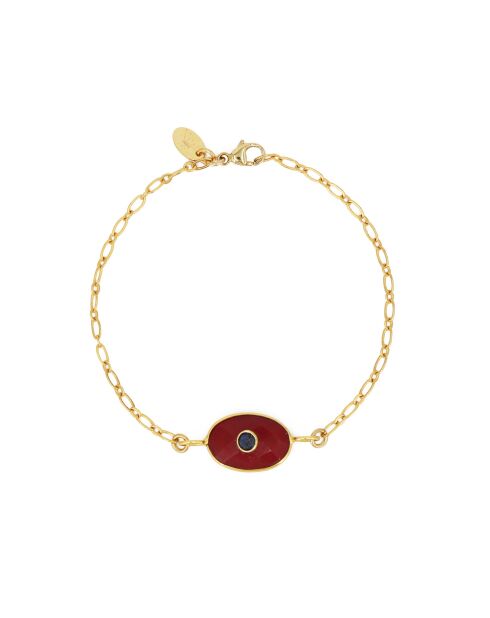Mini Deva Messingarmband Gold/Rubinquarzstein