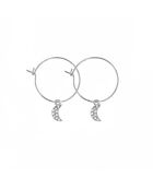 Mini boucles d'oreilles Créoles Lune argentées