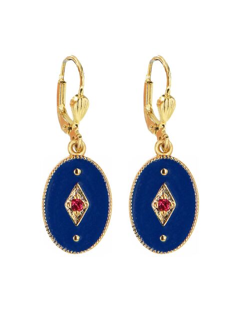 Orecchini Indie Gold in ottone, smaltato/zirconia blu