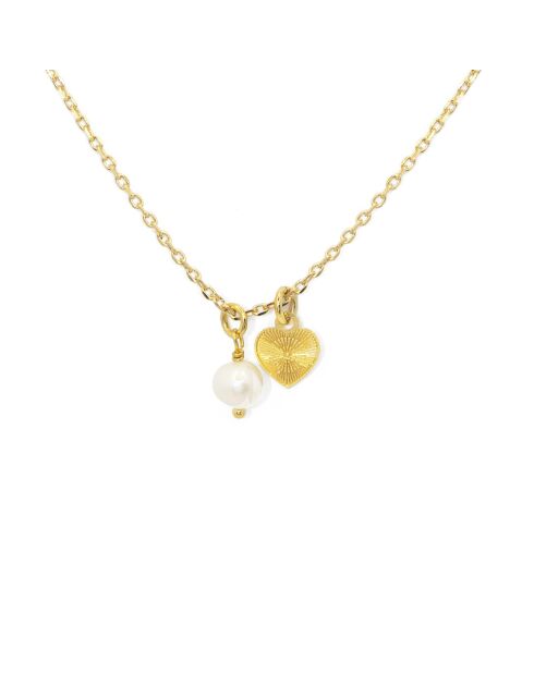 Collier en laiton Lylo doré/perle/cœur