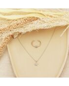 Set di anelli regolabili con collare a forma di giglio e stella in ottone dorato e zirconia bianca