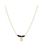 Elena Quasten-Halskette aus goldenem Messing/schwarzem Achat