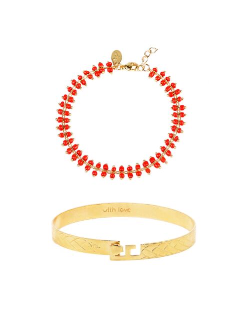 Set bracciale Carrioca + bracciale Eternity in ottone dorato