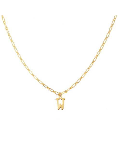 Collier Alphabet W en Laiton doré