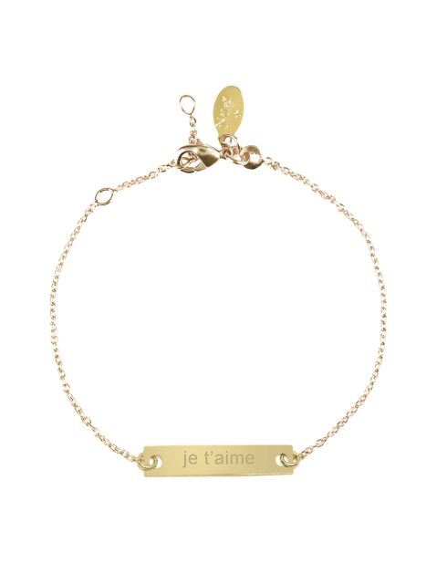 Je t'aime Armband aus vergoldetem Messing