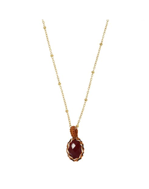 Halskette aus goldfarbenem Mini-Chakra/Tigerauge aus Messing