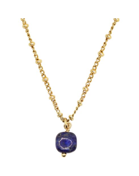 Collier Ava en Laiton doré/Lapis