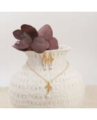 Collar de flores de latón dorado/perla de agua dulce