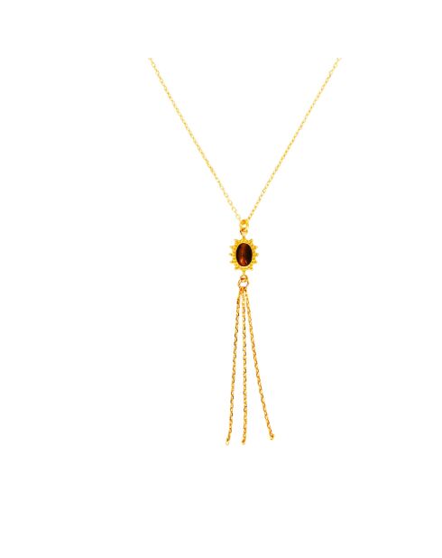 Collier en laiton Solea doré/œil de tigre