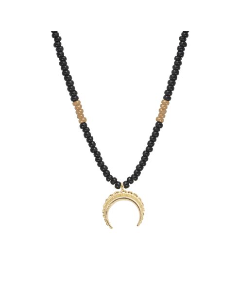 Collier en laiton Arizona Corne doré/agate noire