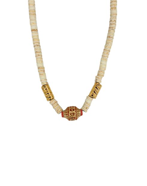 Collier en laiton Océane blanc/corail