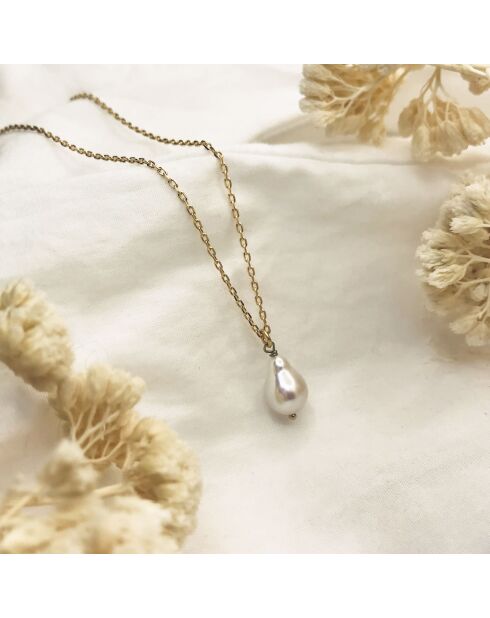 Collier en laiton doré/perle d'eau douce