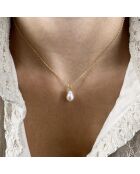 Collier en laiton doré/perle d'eau douce