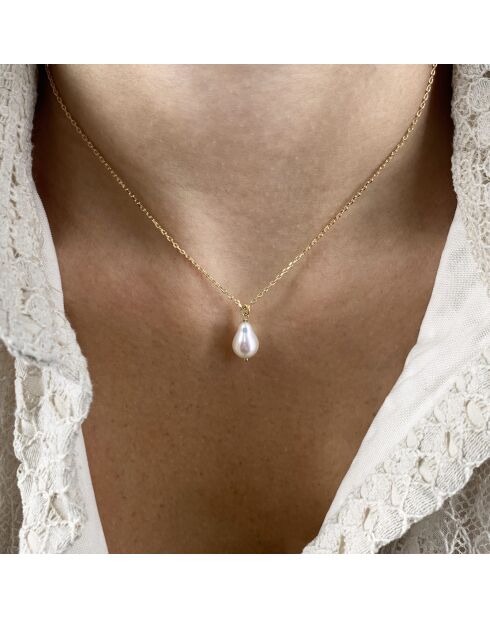 Collier en laiton doré/perle d'eau douce