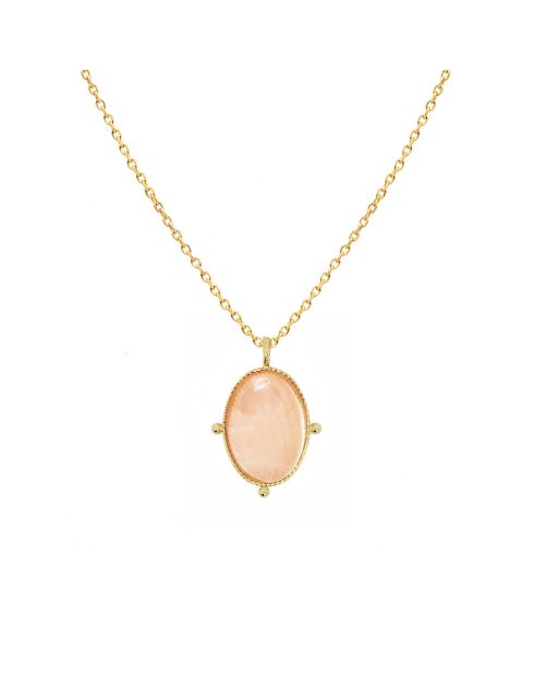 Collier New Calypso en Laiton doré/Quartz rose