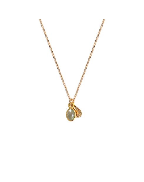 Collier en laiton Gaïa doré/calcedoine aqua