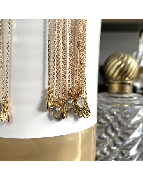 Collier en laiton Gaïa doré/calcedoine aqua