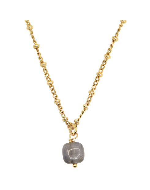 Collier Ava en Laiton doré/Labradorite
