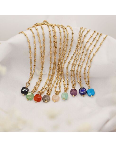 Collier Ava en Laiton doré/Labradorite