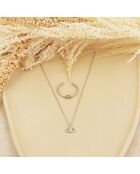 Set mit Lilienhalsband/verstellbarem Augenring aus goldfarbenem Messing/weißem Zirkonia