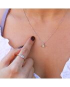Set mit Lilienhalsband/verstellbarem Augenring aus goldfarbenem Messing/weißem Zirkonia