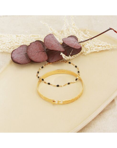 Bracciale Eternity Bangle Box/Bracciale Tutti in ottone dorato/resina nera