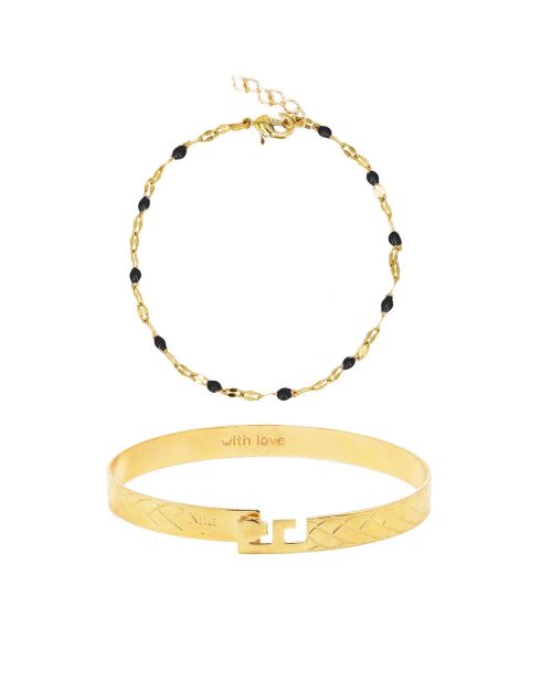 Bracciale Eternity Bangle Box/Bracciale Tutti in ottone dorato/resina nera