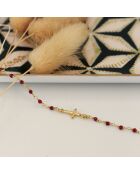 Mini-Steinkreuz-Armband aus vergoldetem Messing/Granat