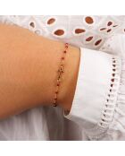 Mini-Steinkreuz-Armband aus vergoldetem Messing/Granat