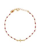 Mini-Steinkreuz-Armband aus vergoldetem Messing/Granat