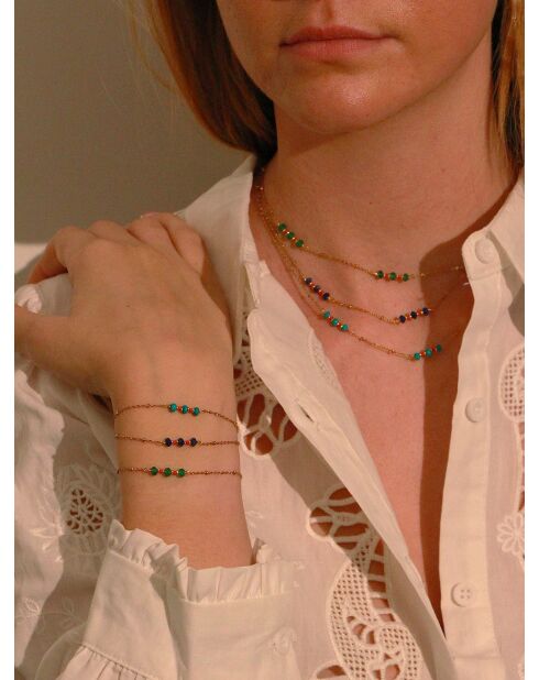 Louise Armband aus goldenem und grünem Achat