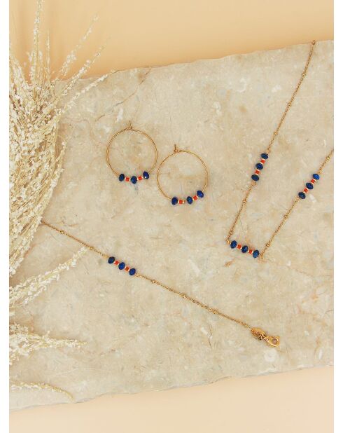 Collier en laiton Louise doré/lapis