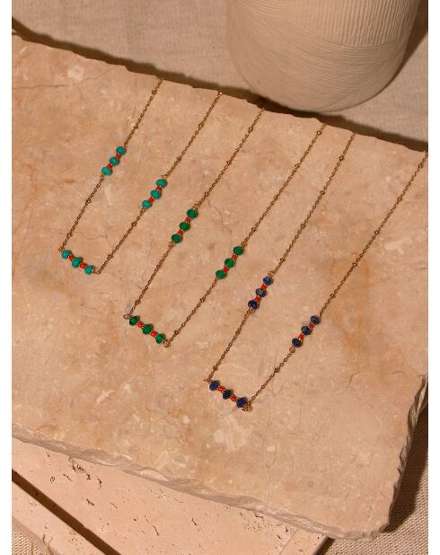 Collier en laiton Louise doré/lapis