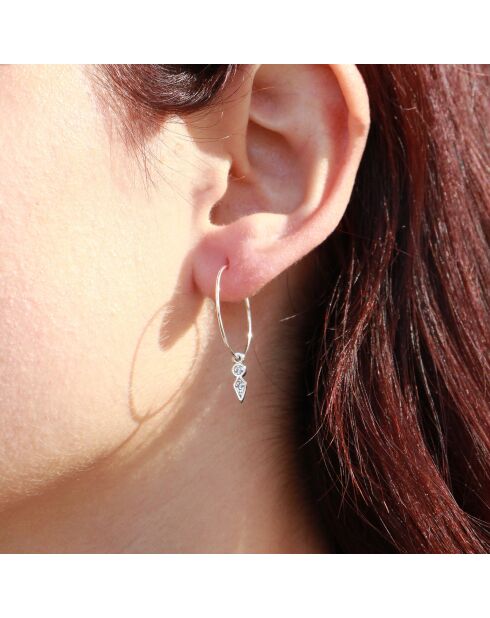 Mini boucles d'oreilles Créoles Gouttes argentées