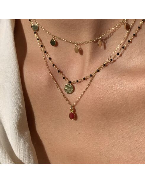 Collier en laiton Gaïa doré/grenat