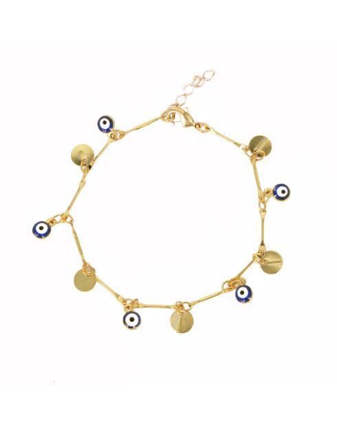 Bracelet en laiton Mini Eyes doré/bleu