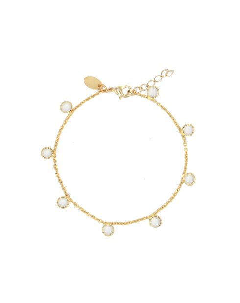 Loulou armband van goudkleurig messing/wit parelmoer