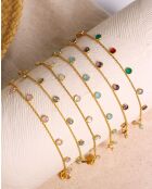 Loulou armband van goudkleurig messing/wit parelmoer