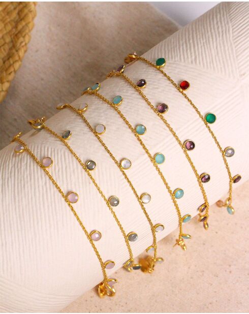 Loulou armband van goudkleurig messing/wit parelmoer