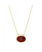 Collier New Deva en Laiton doré/Agate rouge