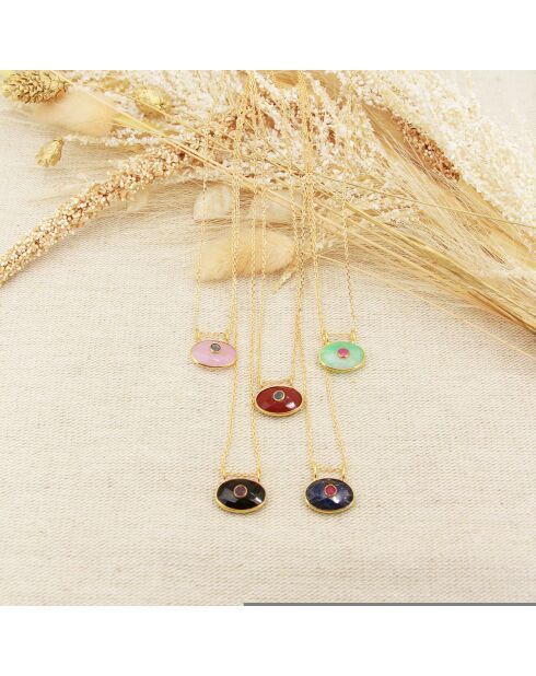 Collier New Deva en Laiton doré/Agate rouge