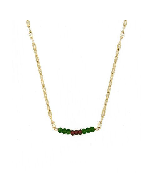 Collier Holy en Laiton doré/Agate verte
