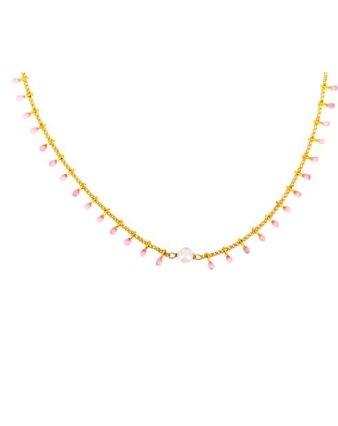 Collier en laiton Alegria doré/rose/perle