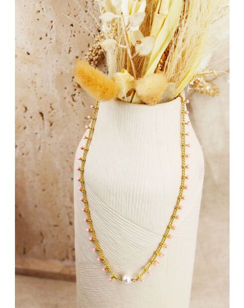 Collier en laiton Alegria doré/rose/perle
